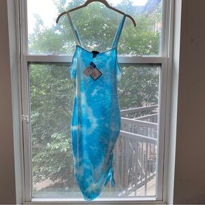 RUE21+3X Summer Strappy Short Dress Tie Dye Ruched Side Drawstring Mini
